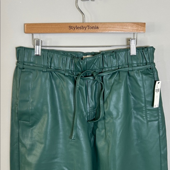 Anthropologie Pilcro Faux Leather Soft Parachute Pants Dark Green Sz S NEW - Picture 6 of 15